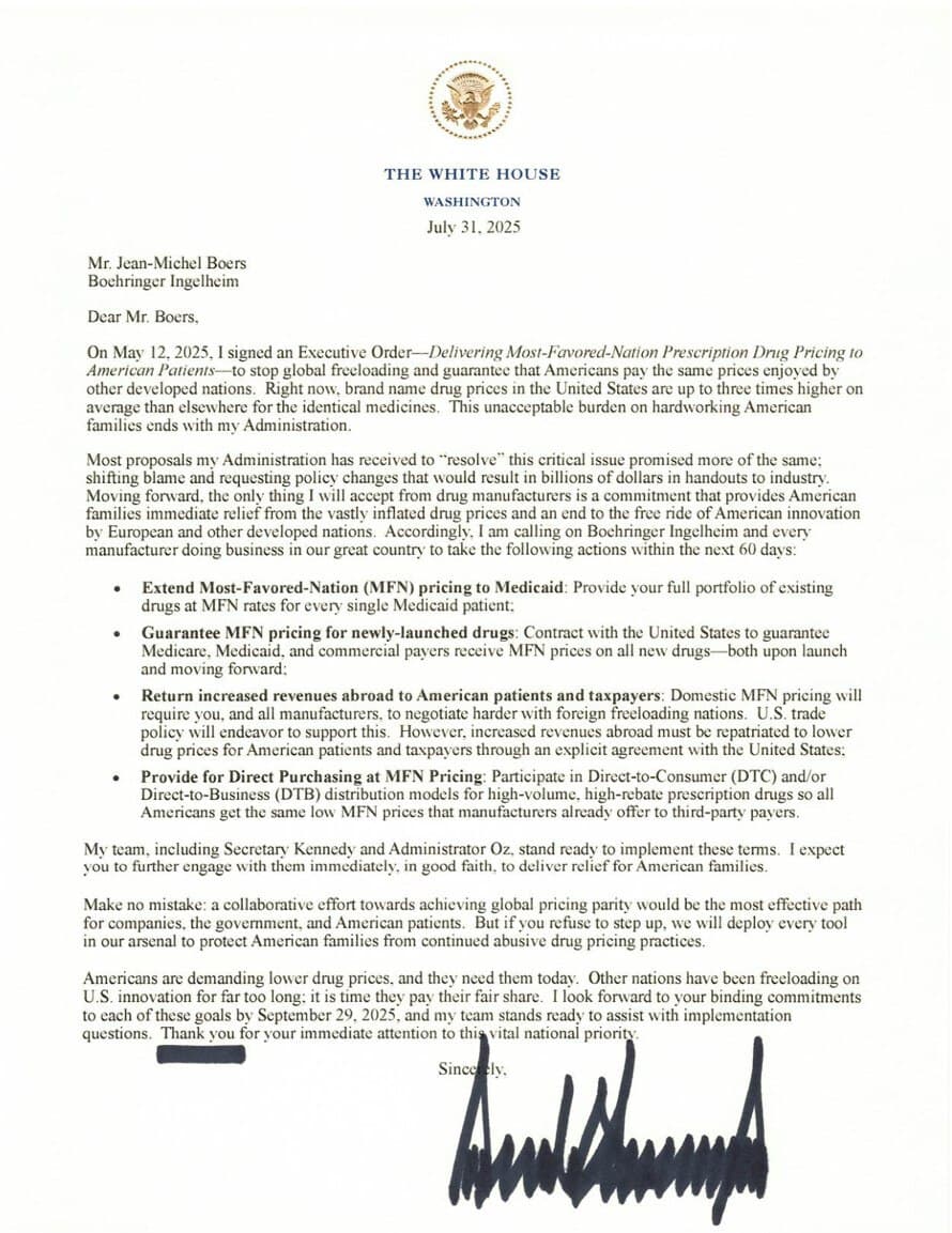 Featured image for: White House Demands Fair Drug Pricing from Pharma Giants to Slash U.S. Costs White House Demands Fair Drug Pricing from Pharma Giants to Slash U.S. Costs