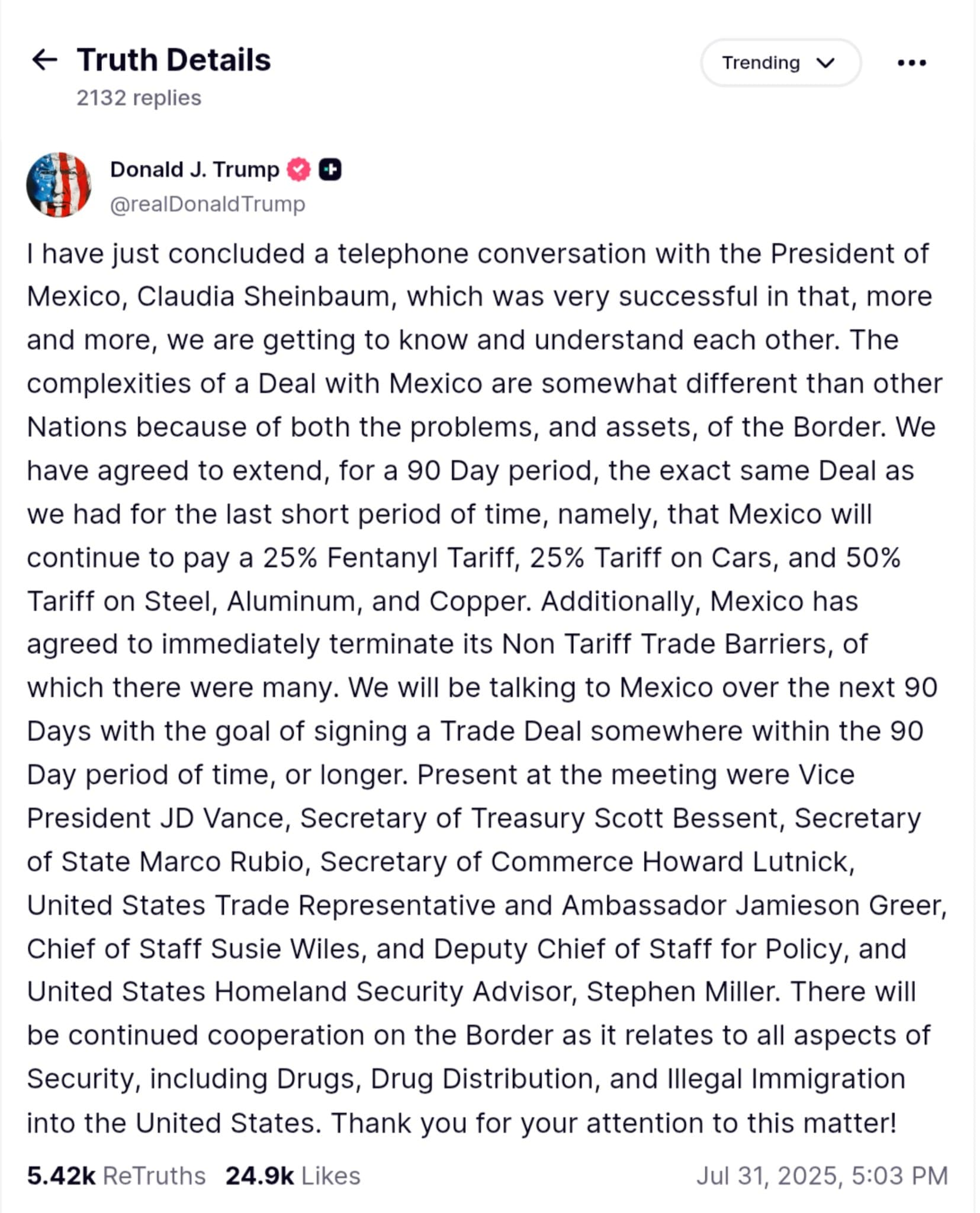 Featured image for: Trump and Sheinbaum Secure 90-Day Tariff Deal, Focus on Border Security and Trade Trump and Sheinbaum Secure 90-Day Tariff Deal, Focus on Border Security and Trade