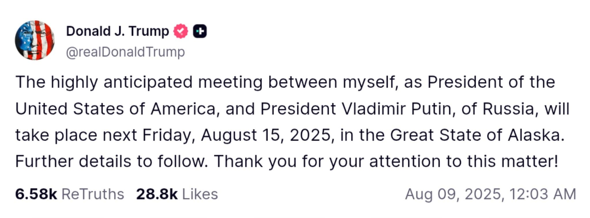 Featured image for: Trump to Meet Putin in Alaska on August 15, Raising Tensions Ahead of Talks Trump to Meet Putin in Alaska on August 15, Raising Tensions Ahead of Talks