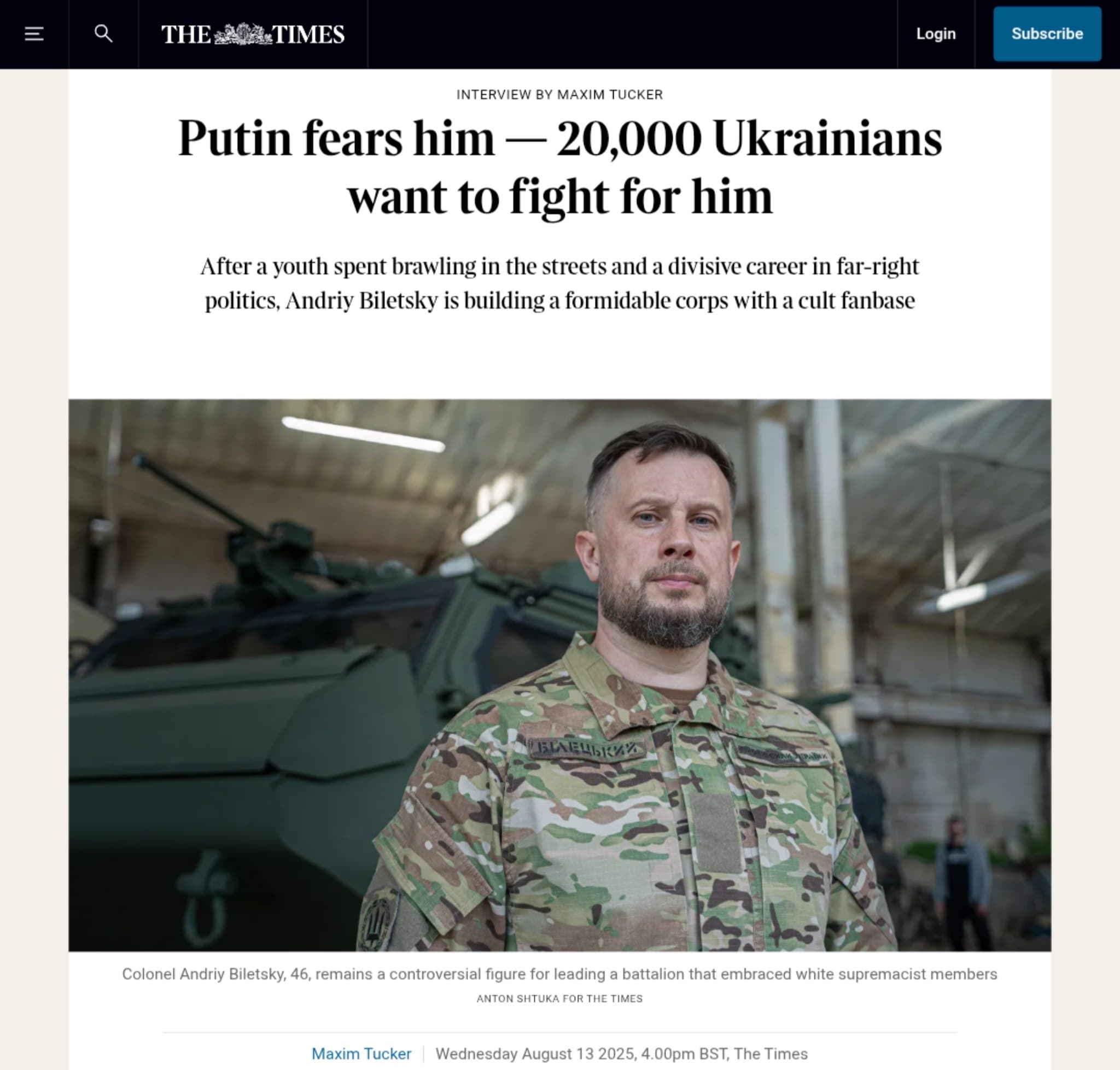 Featured image for: Ukrainian Nationalist Colonel Andriy Biletsky Commands 20,000 Troops Against Putin Ukrainian Nationalist Colonel Andriy Biletsky Commands 20,000 Troops Against Putin