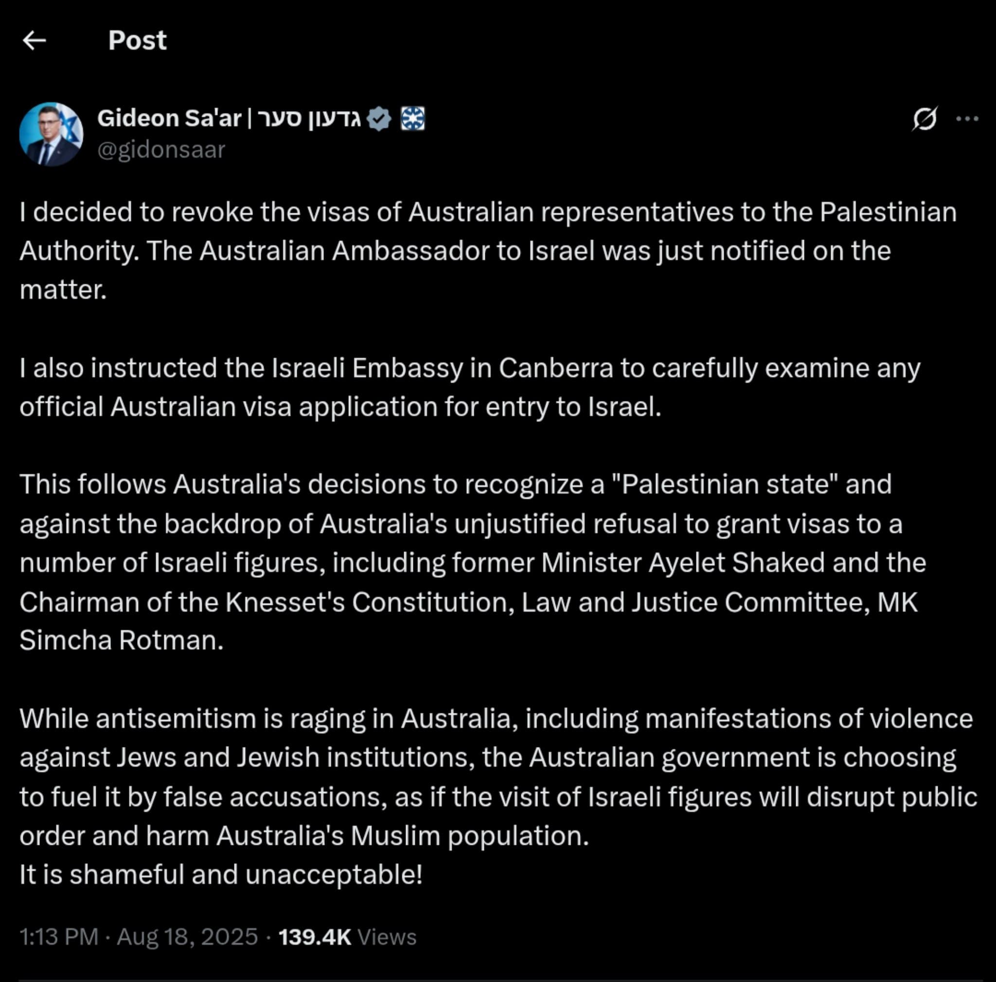 Featured image for: Israel Revokes Visas for Australian Diplomats, Escalating Tensions Over Palestinian Recognition Israel Revokes Visas for Australian Diplomats, Escalating Tensions Over Palestinian Recognition