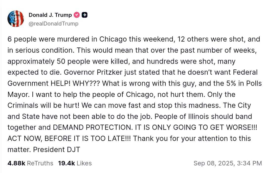 Featured image for: Trump Urges Illinois Residents to Demand Protection from Crime Trump Urges Illinois Residents to Demand Protection from Crime