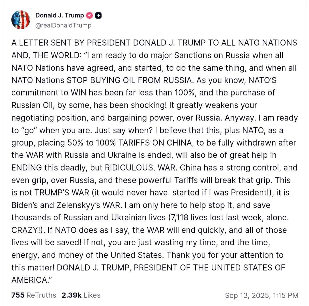 Featured image for: Trump Demands Unified NATO Action on Russia Oil to End War Trump Demands Unified NATO Action on Russia Oil to End War