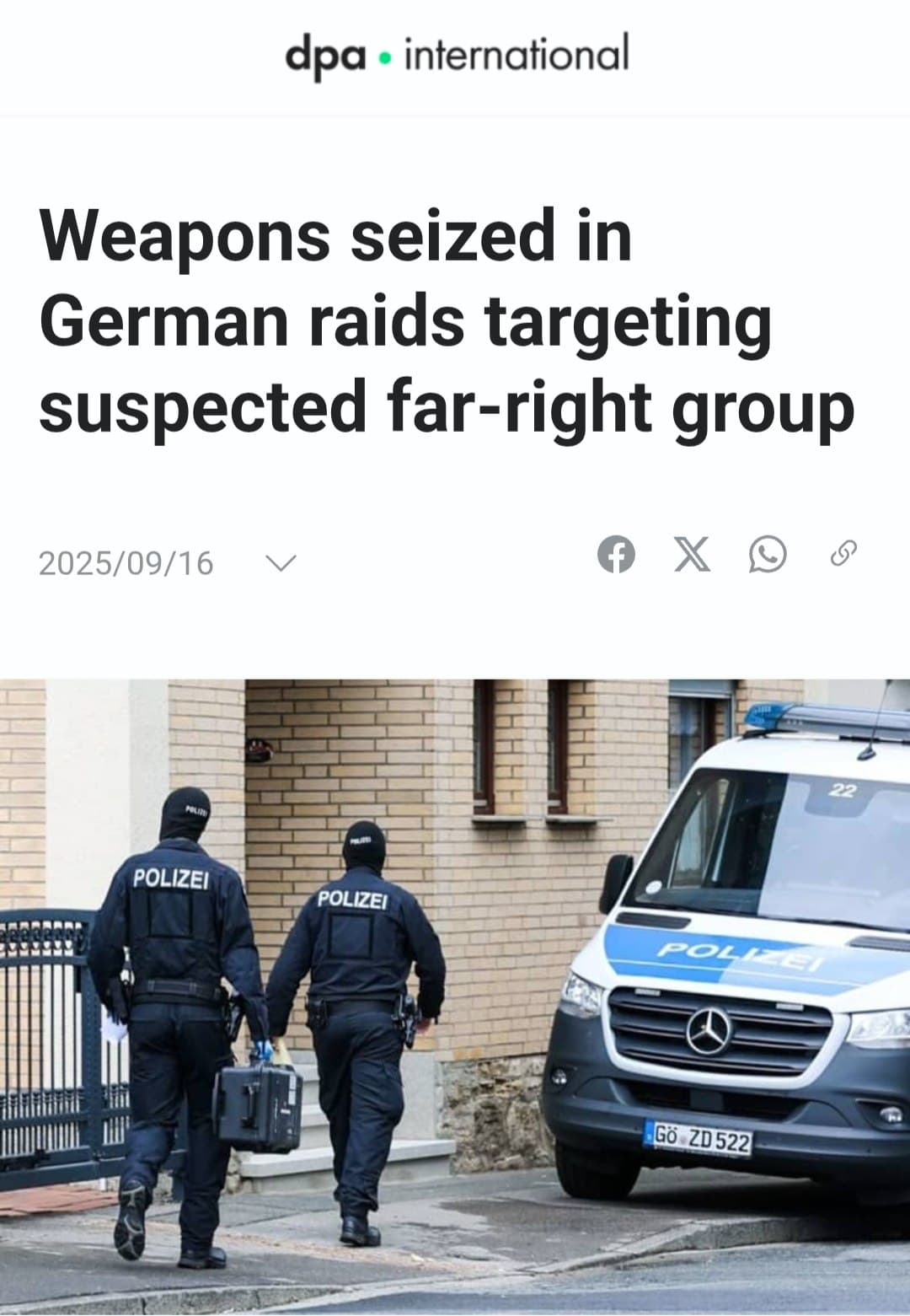 Featured image for: German investigators seize weapons in raids on far-right extremist group German investigators seize weapons in raids on far-right extremist group