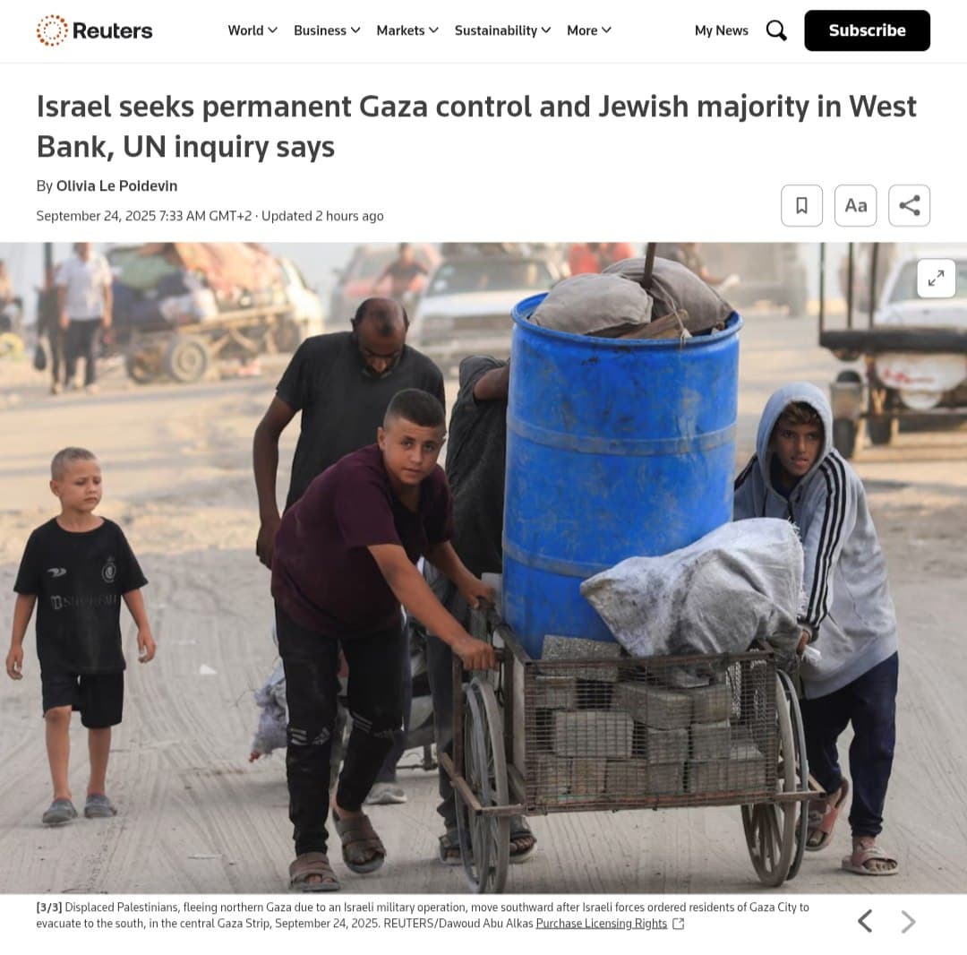 Featured image for: Israel seeks permanent Gaza control and Jewish majority in West Bank, UN says Israel seeks permanent Gaza control and Jewish majority in West Bank, UN says
