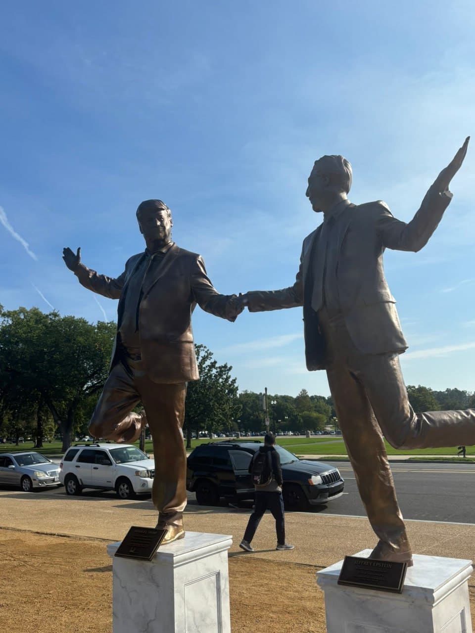 Featured image for: 12-Foot Statue of Trump and Epstein Installed on National Mall 12-Foot Statue of Trump and Epstein Installed on National Mall
