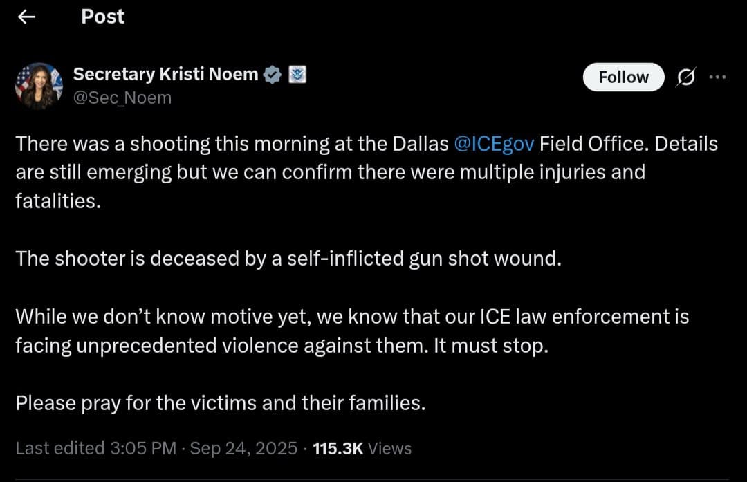 Featured image for: Shooting at Dallas ICE Field Office leaves multiple injuries and fatalities Shooting at Dallas ICE Field Office leaves multiple injuries and fatalities