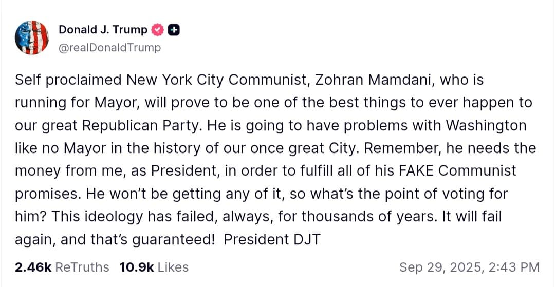 Featured image for: Trump criticizes NYC mayoral candidate Zohran Mamdani's Communist ideology Trump criticizes NYC mayoral candidate Zohran Mamdani's Communist ideology
