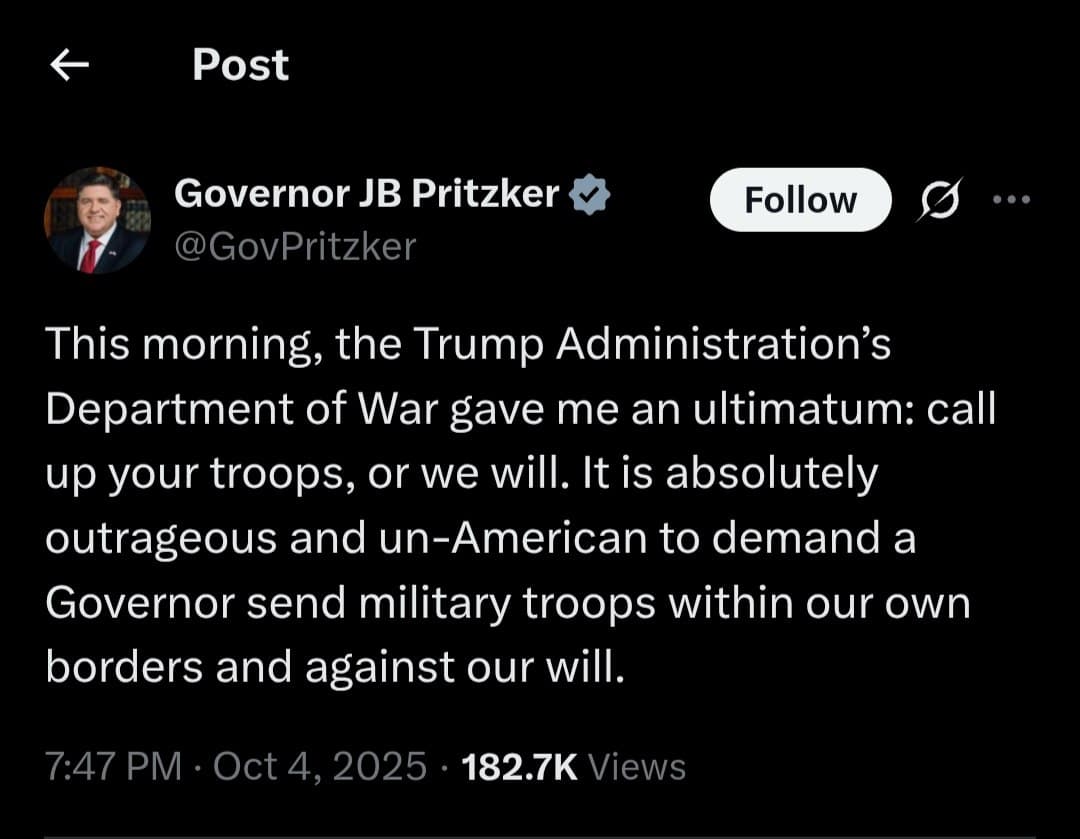 Featured image for: Pritzker condemns Trump Admin's National Guard activation ultimatum Pritzker condemns Trump Admin's National Guard activation ultimatum
