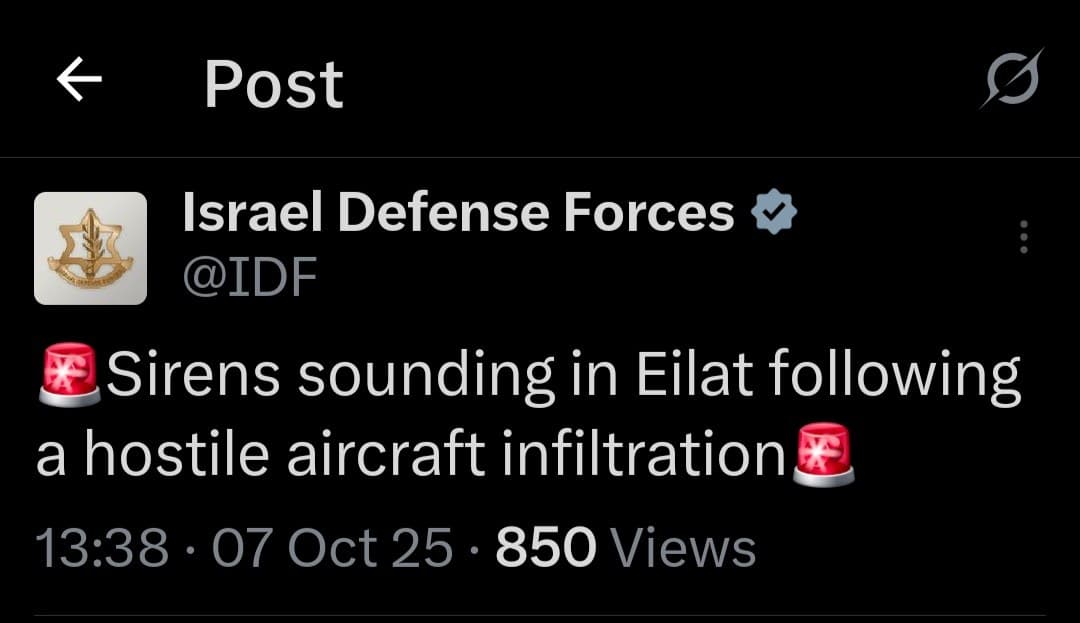 Featured image for: Sirens sound in Eilat due to hostile aircraft infiltration, IDF reports Sirens sound in Eilat due to hostile aircraft infiltration, IDF reports