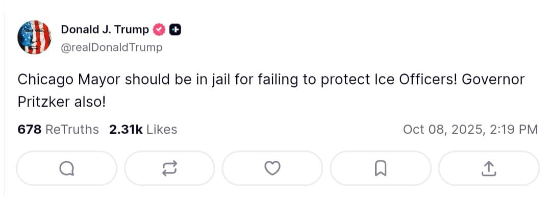 Featured image for: Trump says Chicago Mayor and Governor Pritzker should be in jail Trump says Chicago Mayor and Governor Pritzker should be in jail