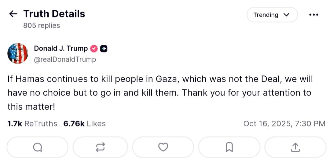 Featured image for: Trump warns of military action if Hamas continues killing in Gaza Trump warns of military action if Hamas continues killing in Gaza