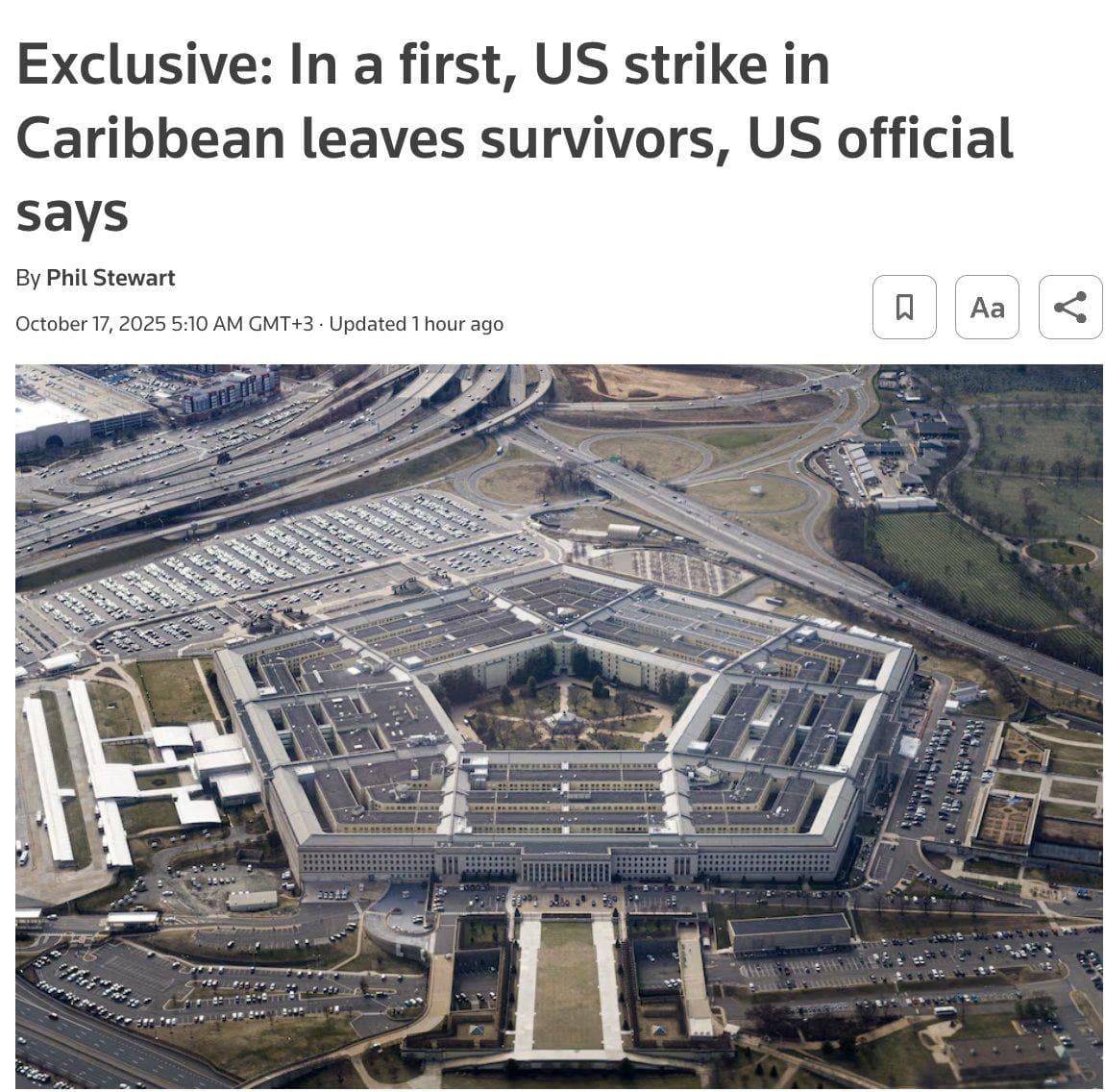 Featured image for: U.S. Military Strikes Drug Vessel in Caribbean, Survivors Reported U.S. Military Strikes Drug Vessel in Caribbean, Survivors Reported