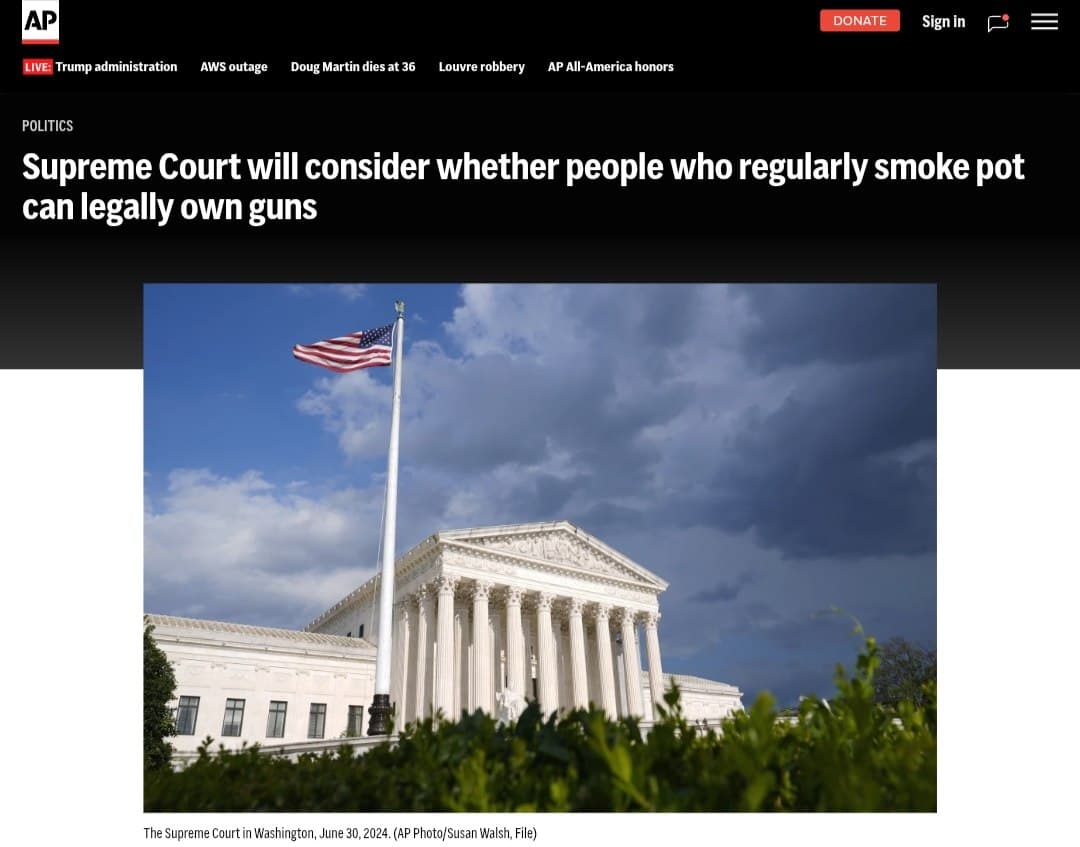 Featured image for: US Supreme Court to consider gun ownership for regular marijuana users US Supreme Court to consider gun ownership for regular marijuana users