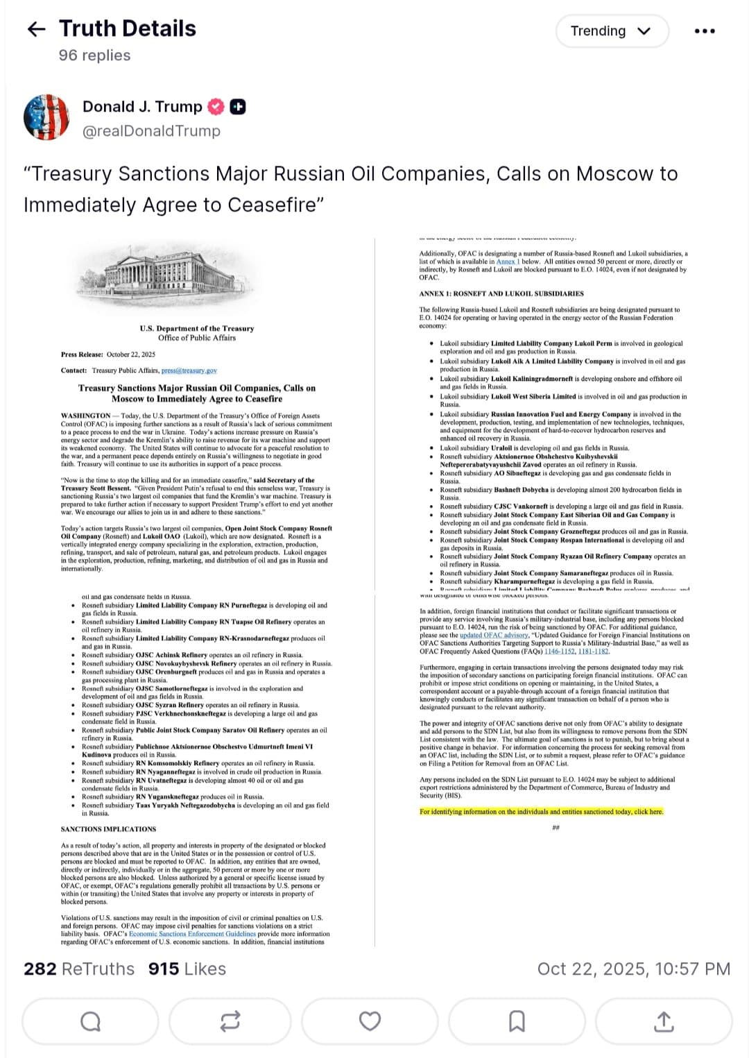 Featured image for: U.S. sanctions Russia's largest oil firms Rosneft and Lukoil U.S. sanctions Russia's largest oil firms Rosneft and Lukoil