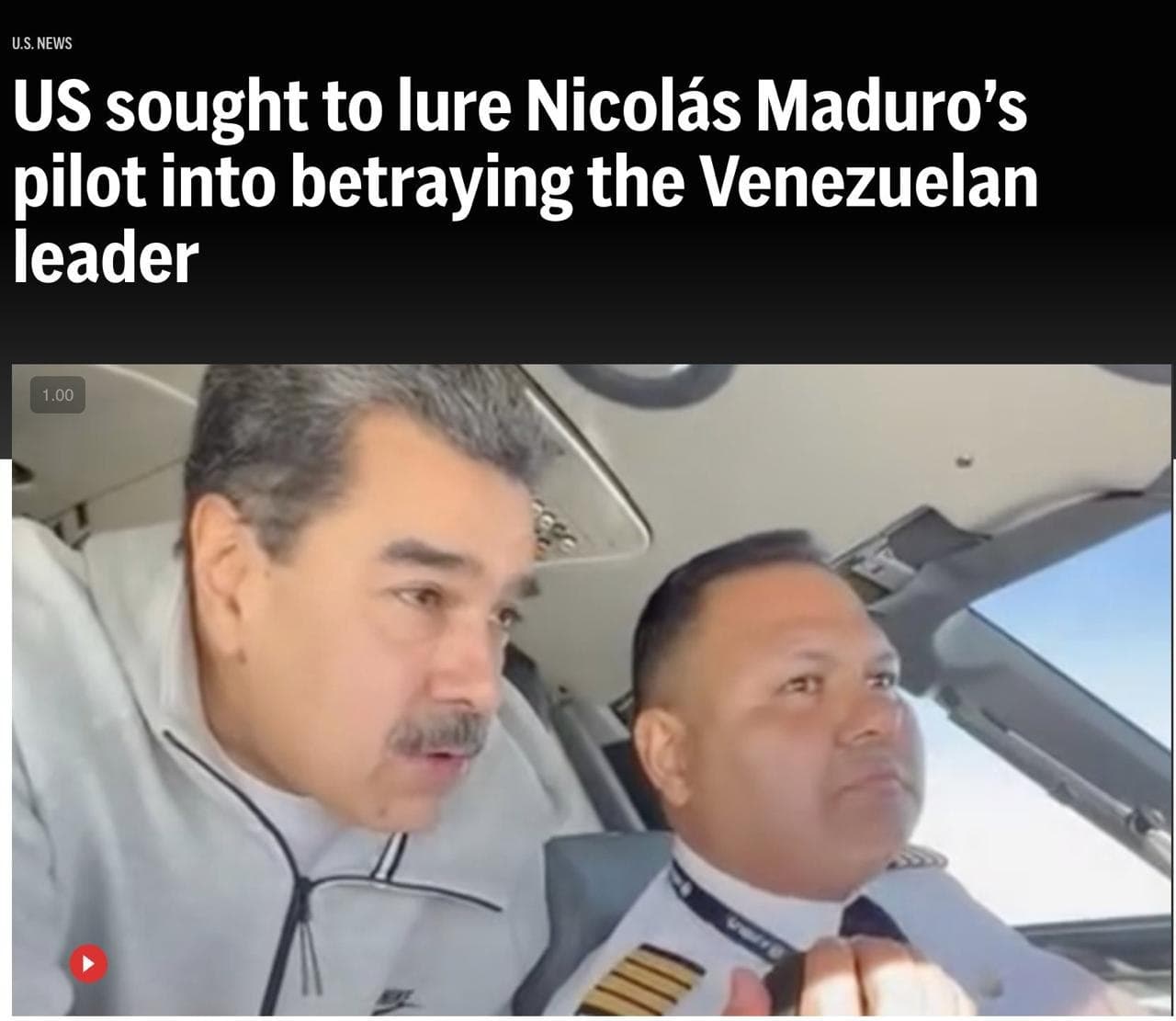 Featured image for: U.S. Agent Attempted to Recruit Maduro's Pilot for Arrest Plan U.S. Agent Attempted to Recruit Maduro's Pilot for Arrest Plan