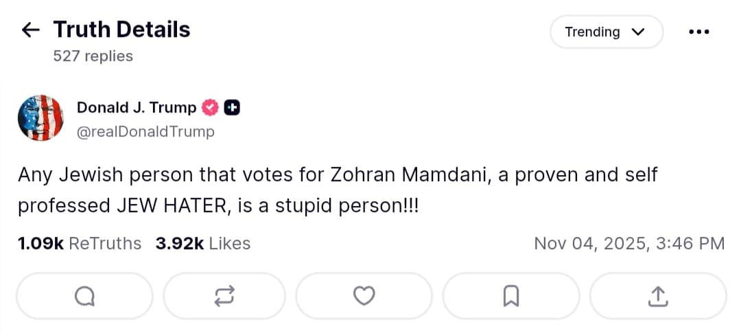 Featured image for: Trump says Jewish voters for Mamdani are 'stupid persons' Trump says Jewish voters for Mamdani are 'stupid persons'