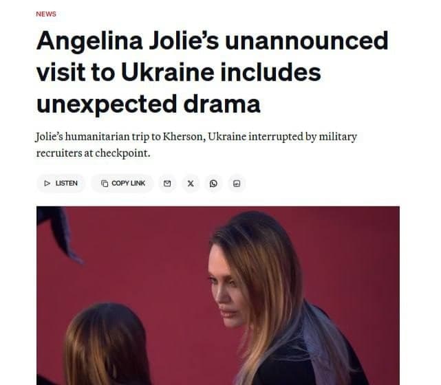 Featured image for: Angelina Jolie enters Ukraine for humanitarian visit without notifying officials Angelina Jolie enters Ukraine for humanitarian visit without notifying officials