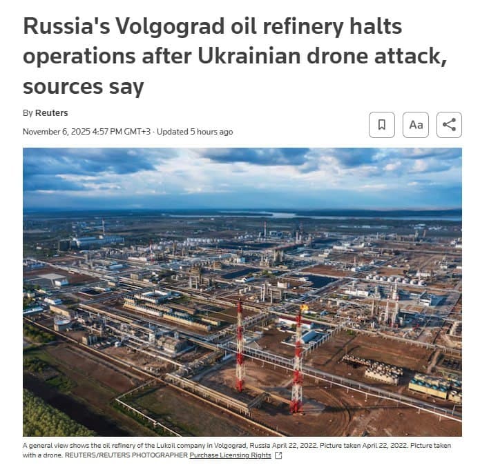 Featured image for: Russia's Volgograd oil refinery halts operations after drone attack Russia's Volgograd oil refinery halts operations after drone attack