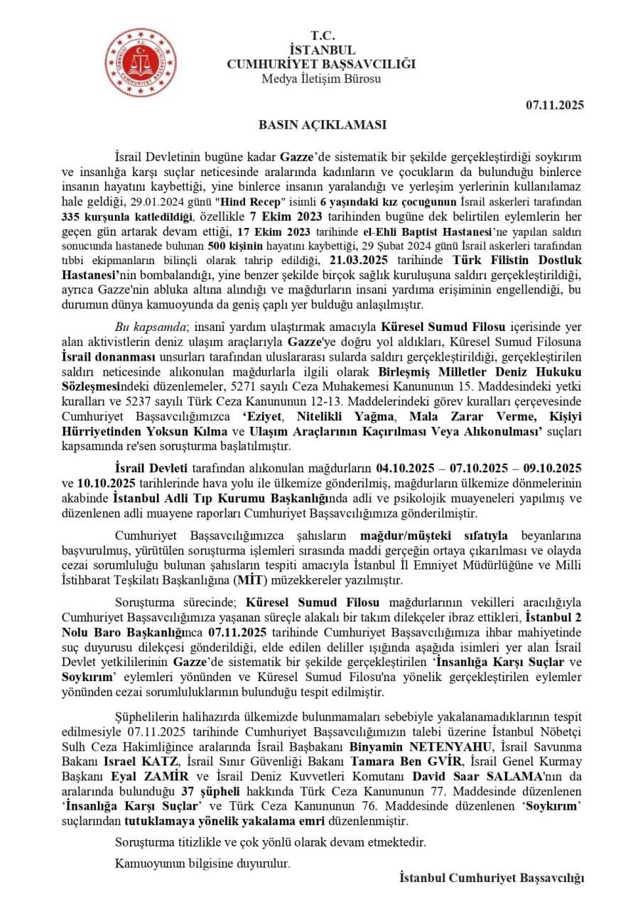 Featured image for: Türkiye issues arrest warrants for Netanyahu and 36 officials for genocide Türkiye issues arrest warrants for Netanyahu and 36 officials for genocide