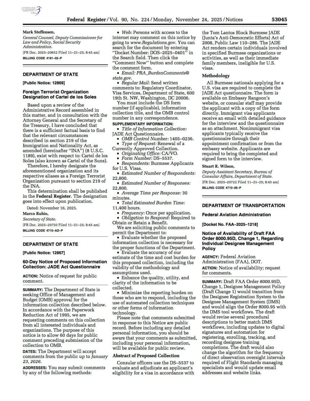 Featured image for: US designates Cartel of the Suns as Foreign Terrorist Organization US designates Cartel of the Suns as Foreign Terrorist Organization