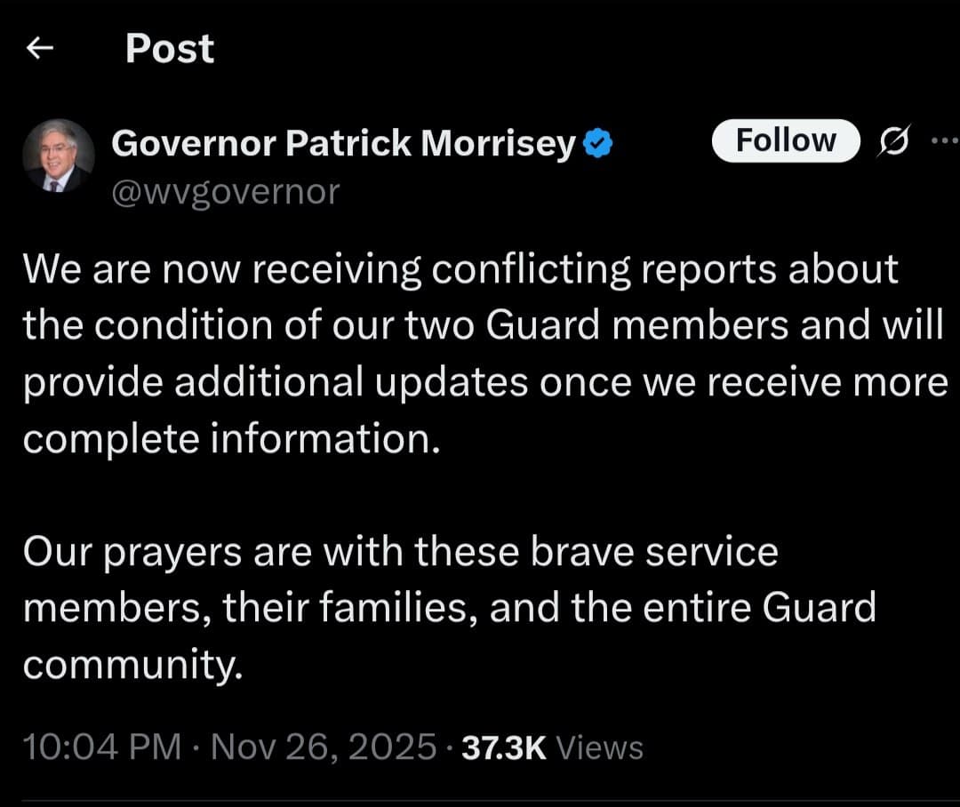 Featured image for: West Virginia Governor reports conflicting information on Guard members' condition West Virginia Governor reports conflicting information on Guard members' condition