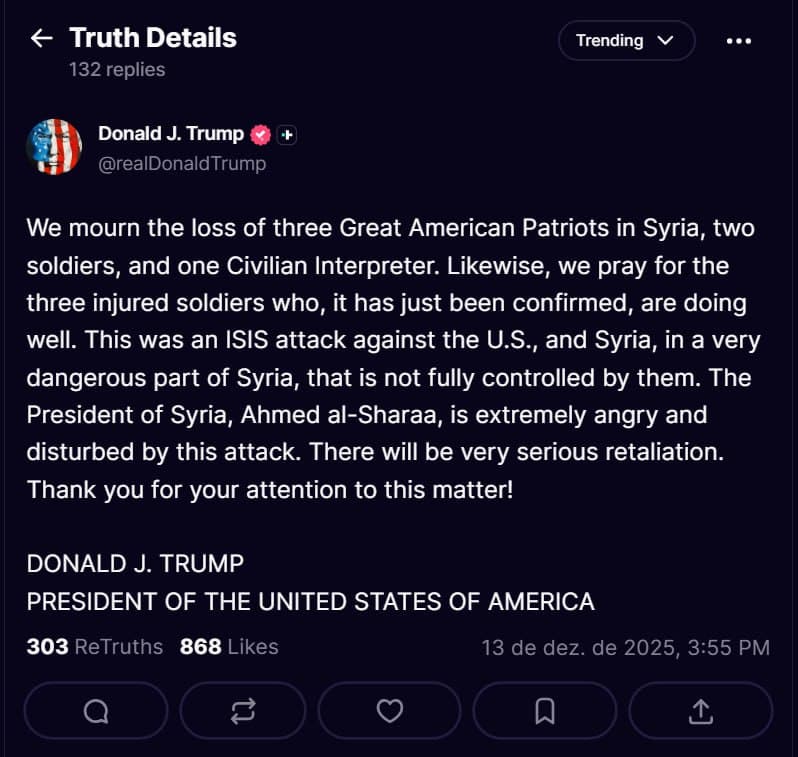 Featured image for: Trump vows retaliation against ISIS after attack in Palmyra kills 3 Americans Trump vows retaliation against ISIS after attack in Palmyra kills 3 Americans