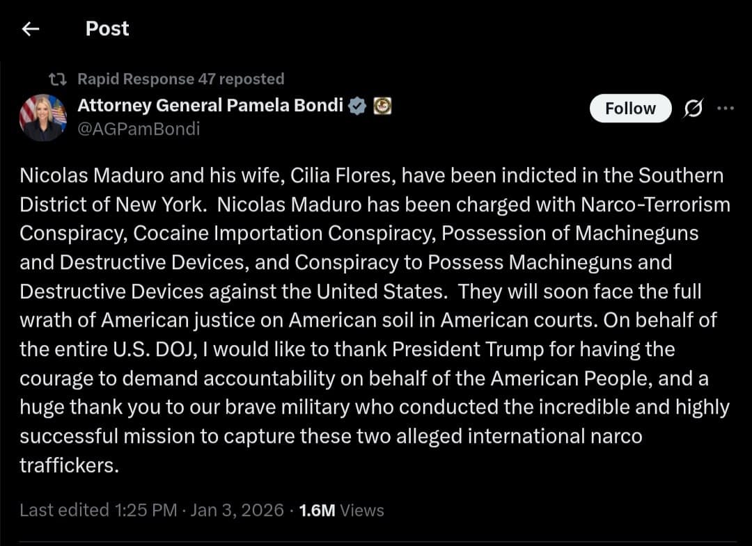 Nicolas Maduro and Cilia Flores indicted on multiple charges in New York