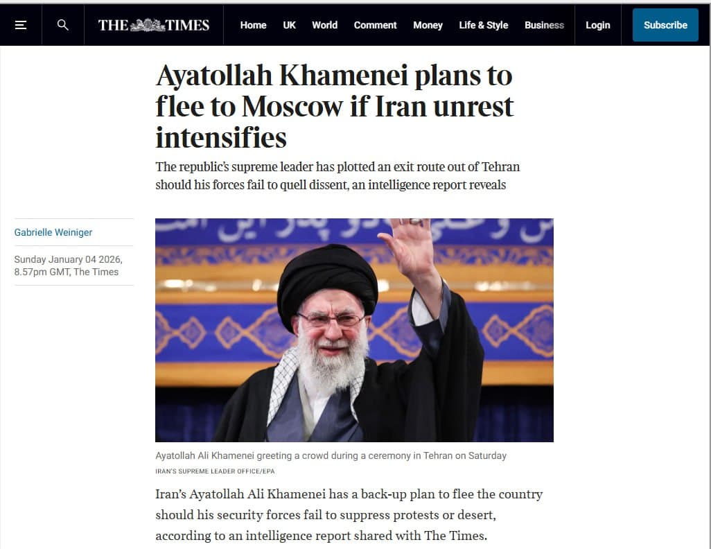 Iran's Ayatollah Khamenei plans to flee to Russia amid protests