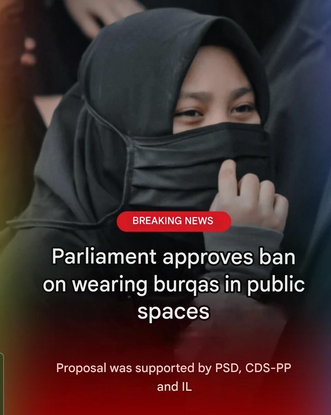 Image for Portuguese Parliament bans burqas in public spaces