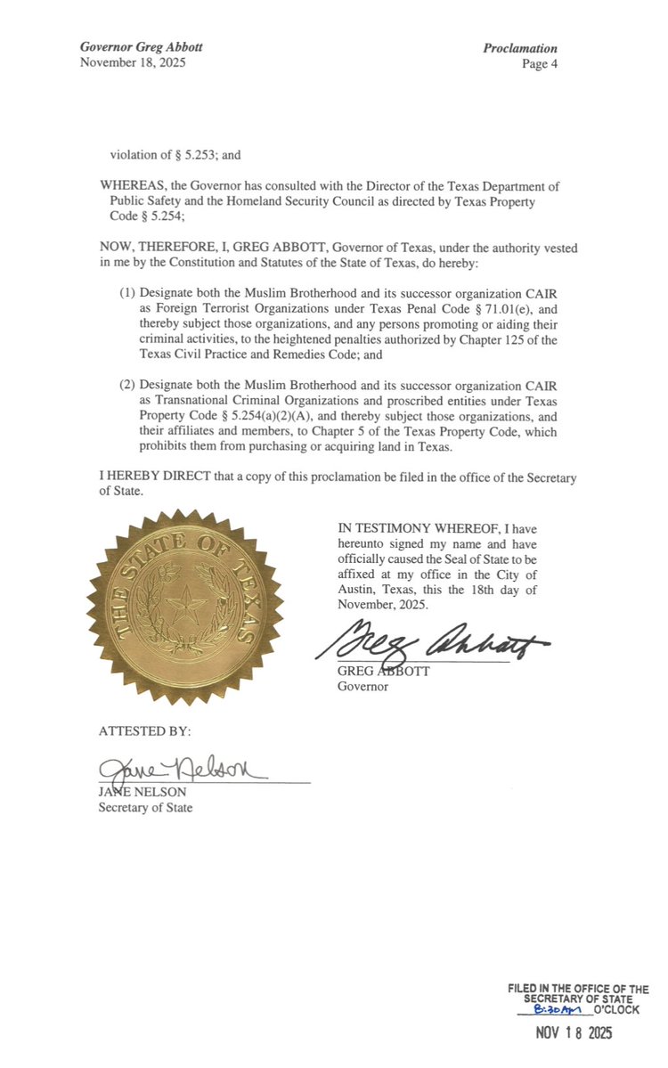 Image for Texas Governor Abbott designates Muslim Brotherhood and CAIR as terrorist organizations
