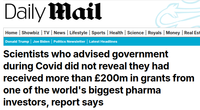 Twenty-six SAGE scientists failed to disclose £200 million in grants