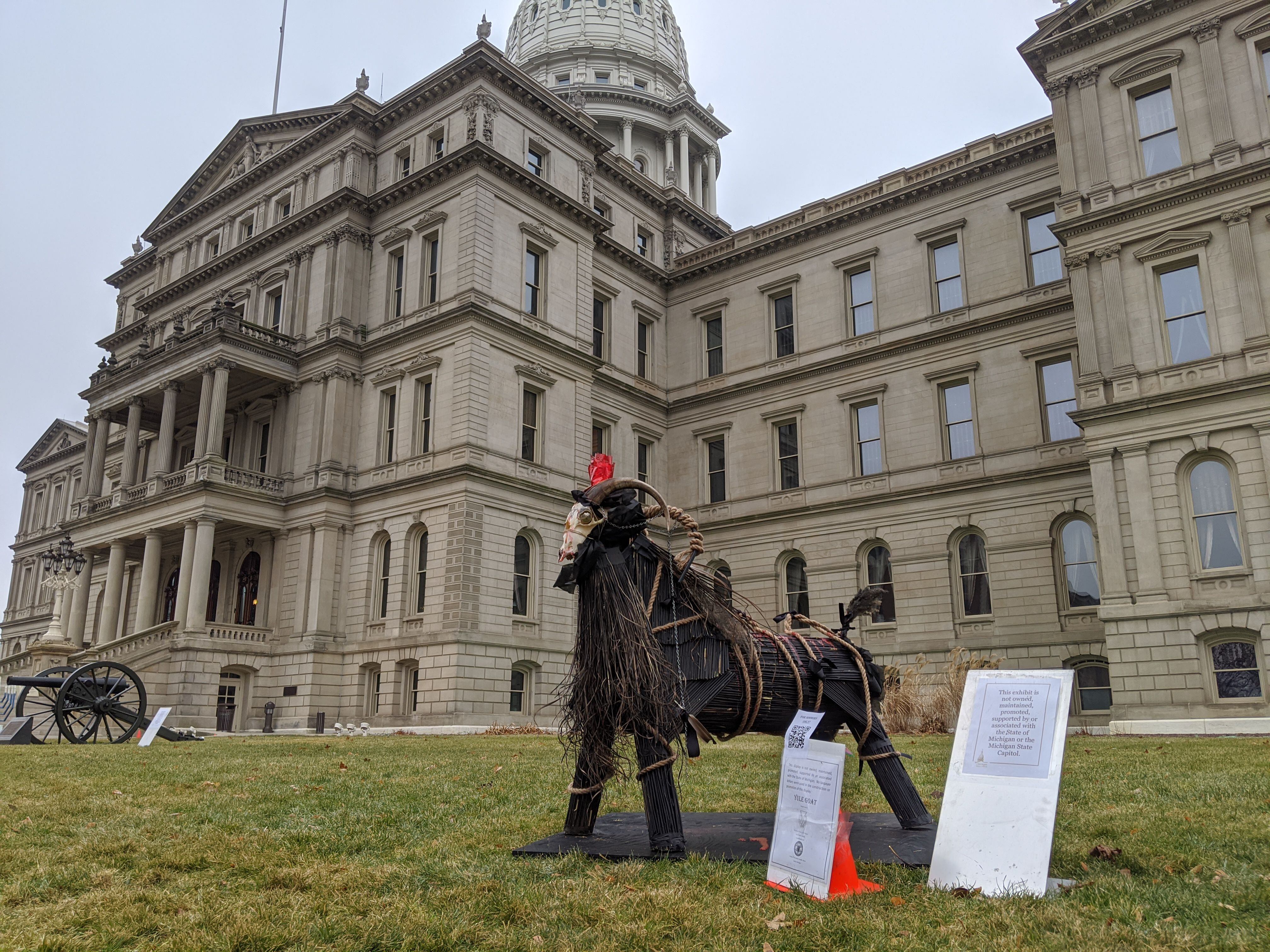 Image for Satanists display Yule Goat outside Michigan State Capitol ahead of Christmas