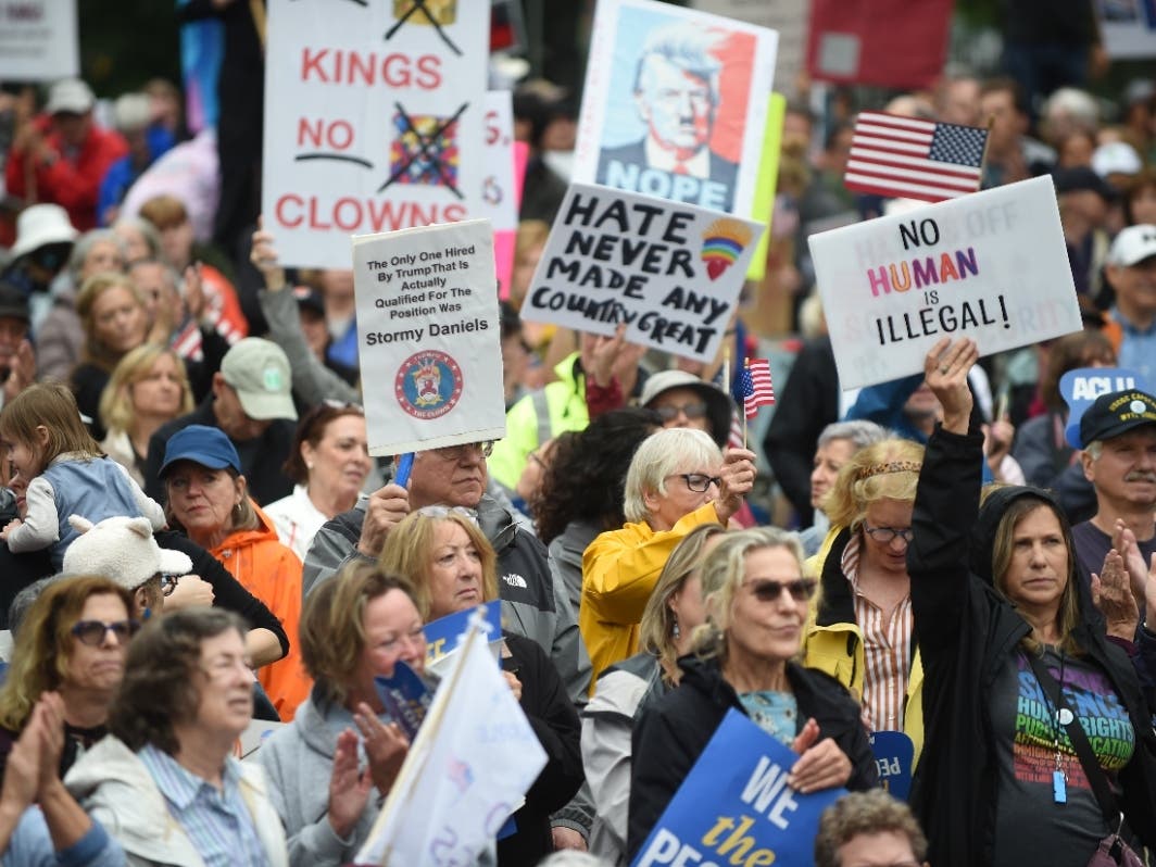 Image for Average age of No Kings rally attendees was ~70, with high energy