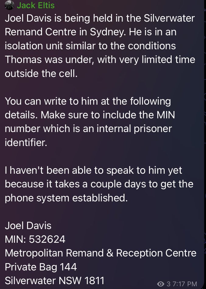 Image for Joel Davis held in isolation unit at Silverwater Remand Centre