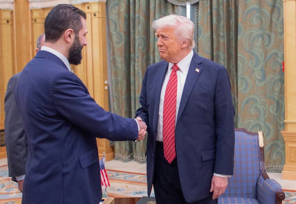 Image for Former Al-Qaeda and ISIS-linked Syrian President Ahmad al-Sharaa meets Trump