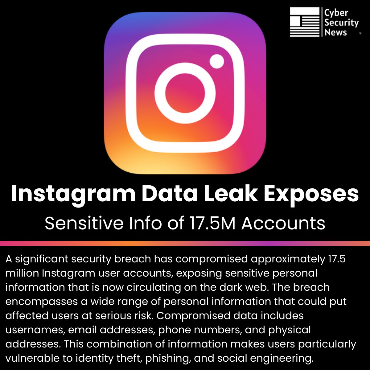 Image for Instagram data breach exposes personal information of 17.5 million users