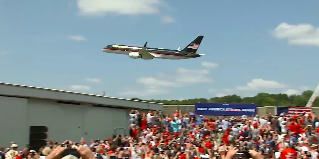 Trump plane flies over North Carolina rally site | Fox News Video