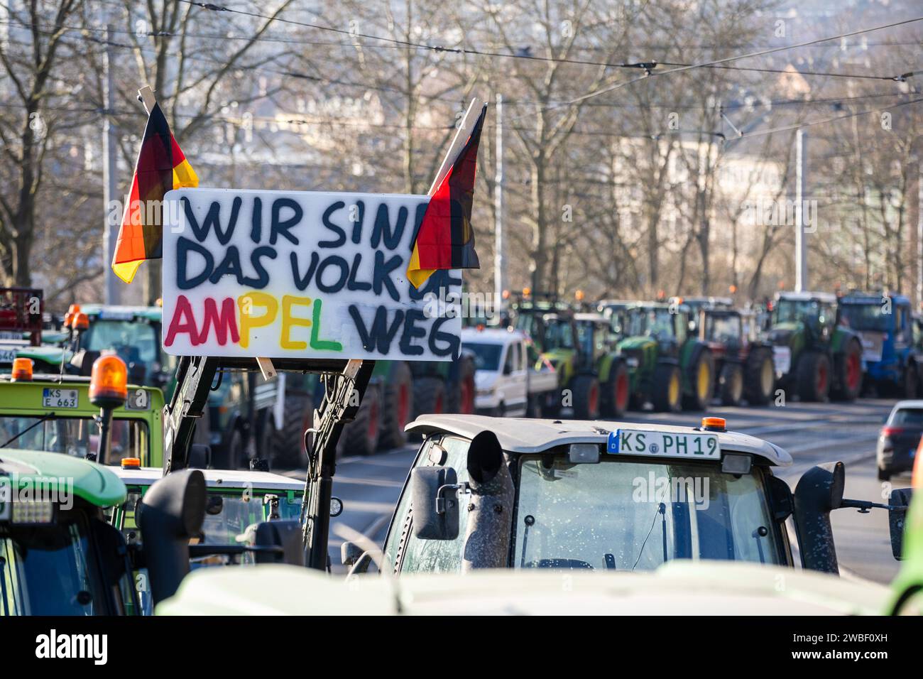 Kassel, Germany, January 10, 2024, farmers