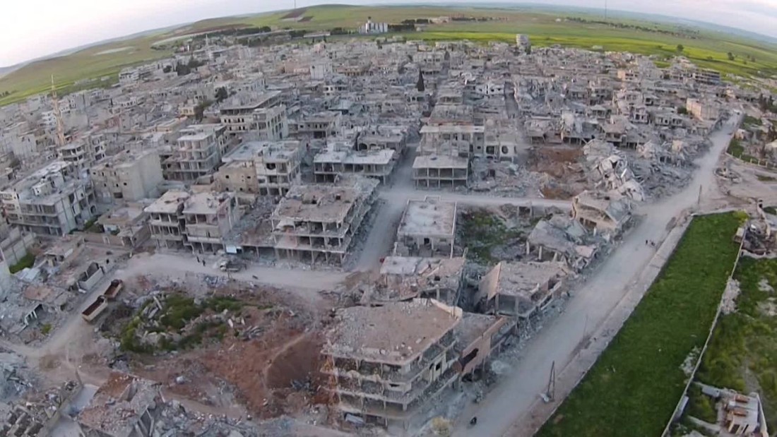 Drone video shows devastation of Syrian town - CNN Video