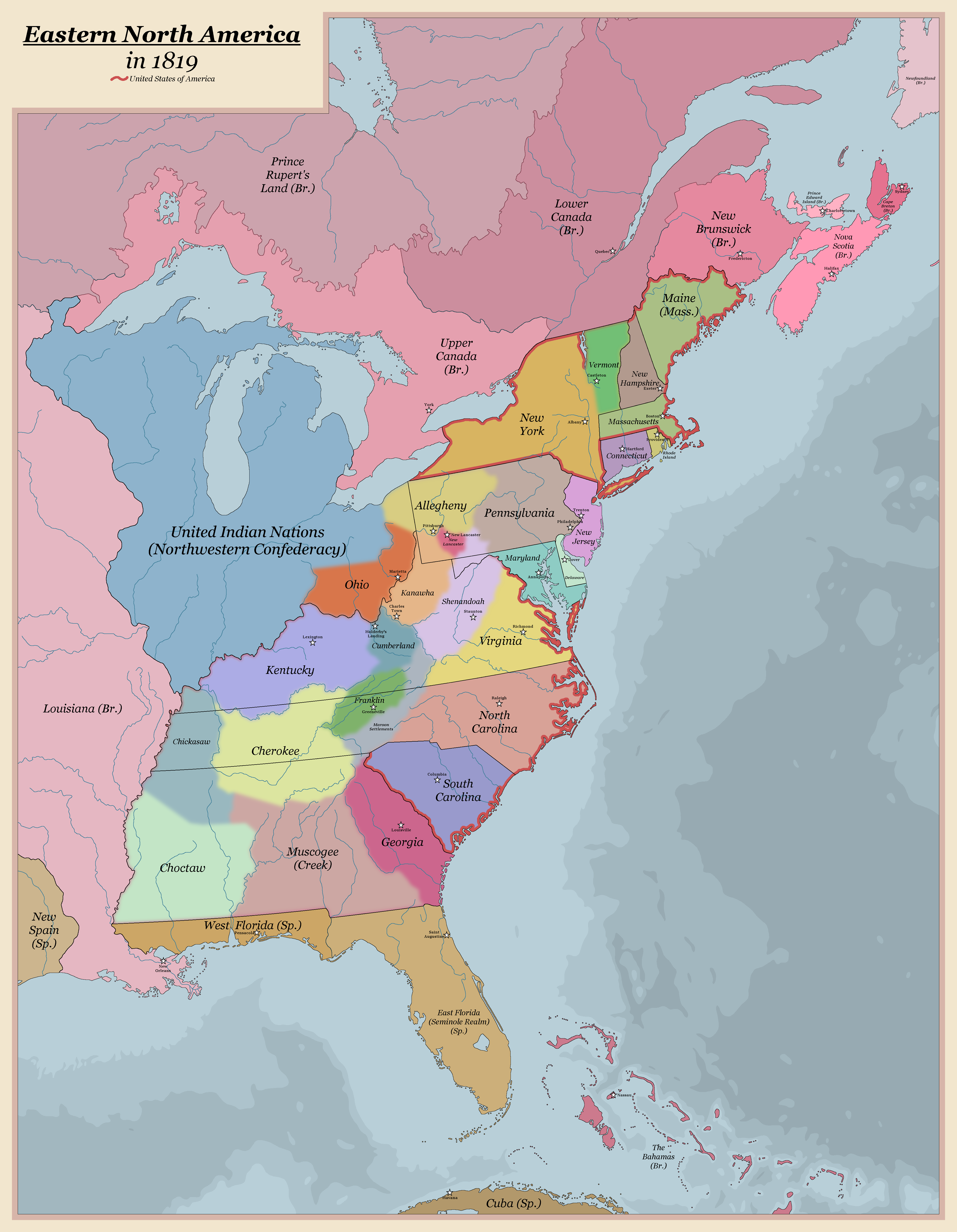 Eastern North America in 1819 by SpudNutimus, visual art