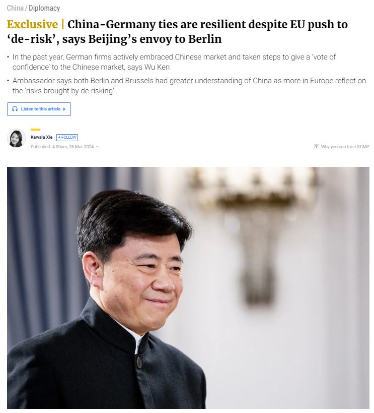 Botschafter Wu Ken im Interview mit South China Morning Post