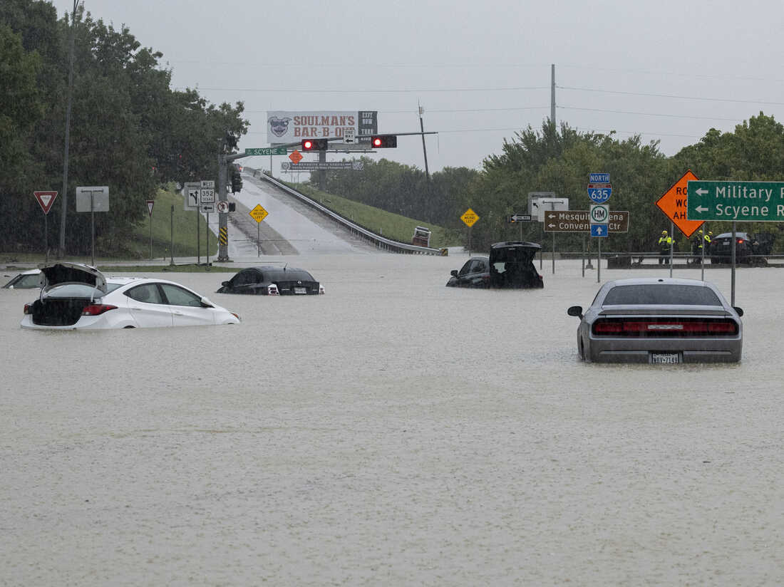 Heavy rain floods streets across the Dallas-Fort Worth area : NPR