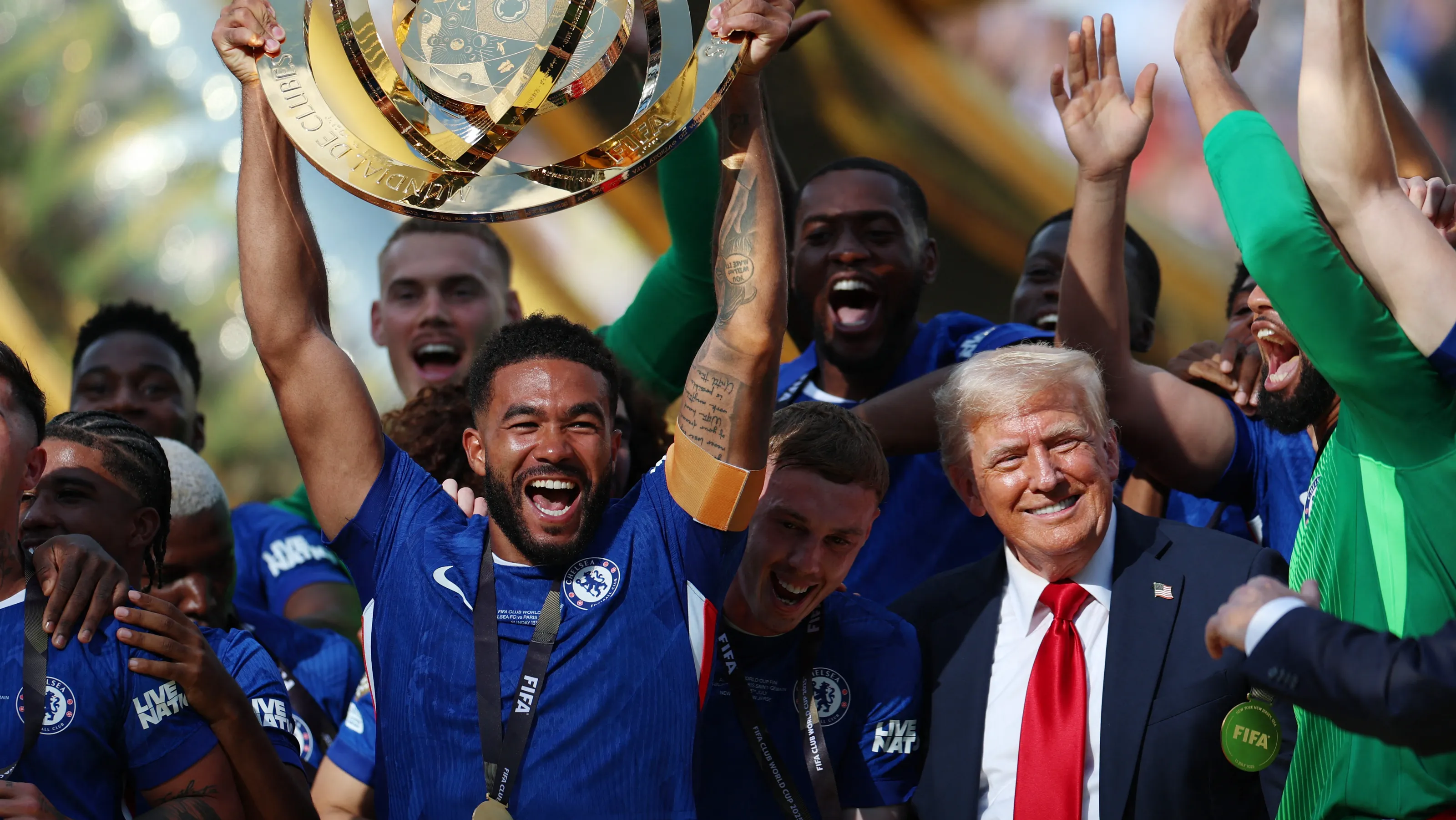 Trump crashes Chelsea Club World Cup trophy moment in awkward ...