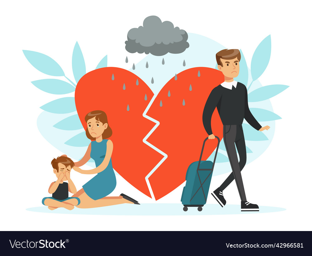 Divorce separation and family breakdown with man Vecto…