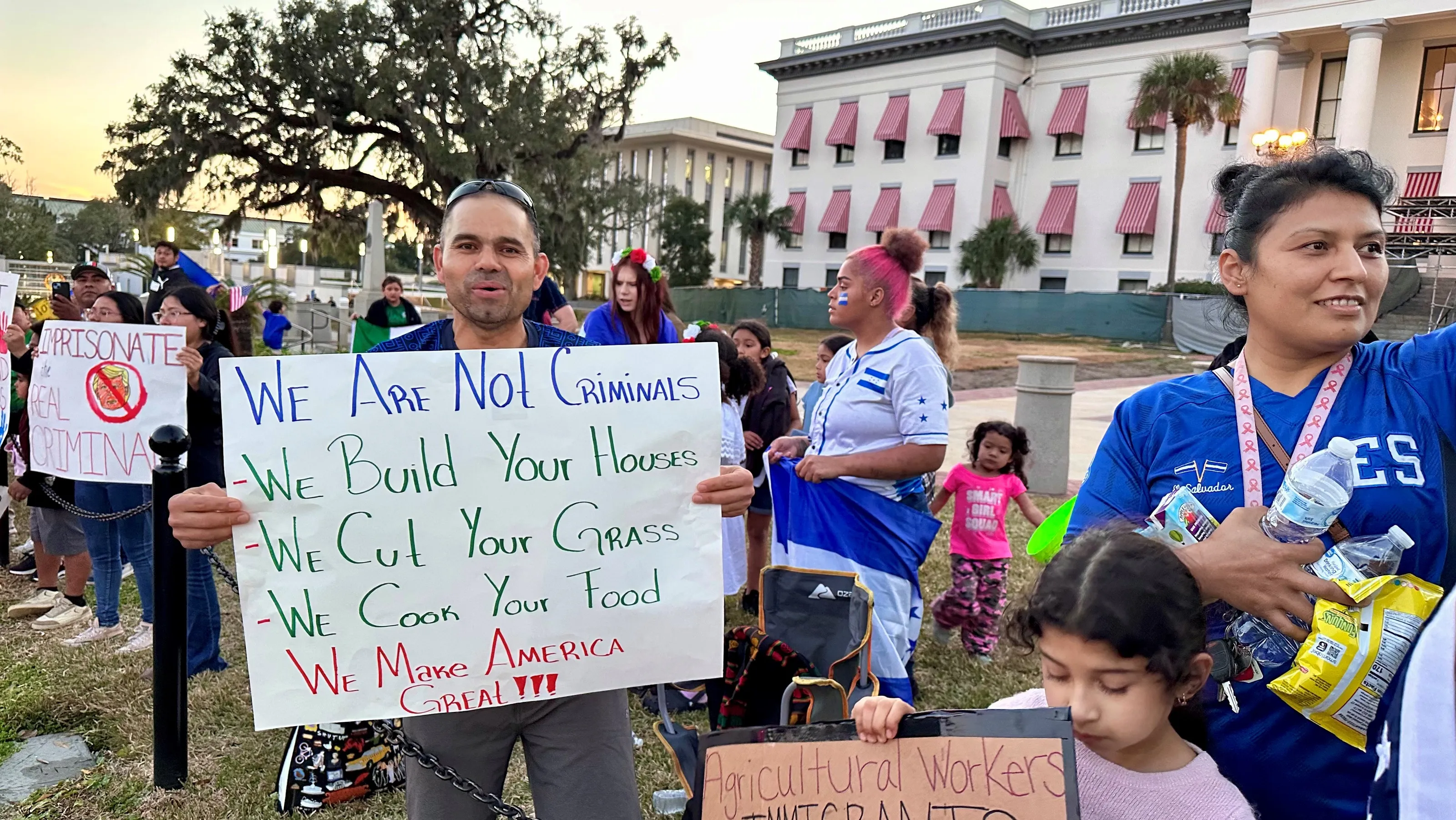 Large crowd protests Trump immigration crackdown at Florida Capitol
