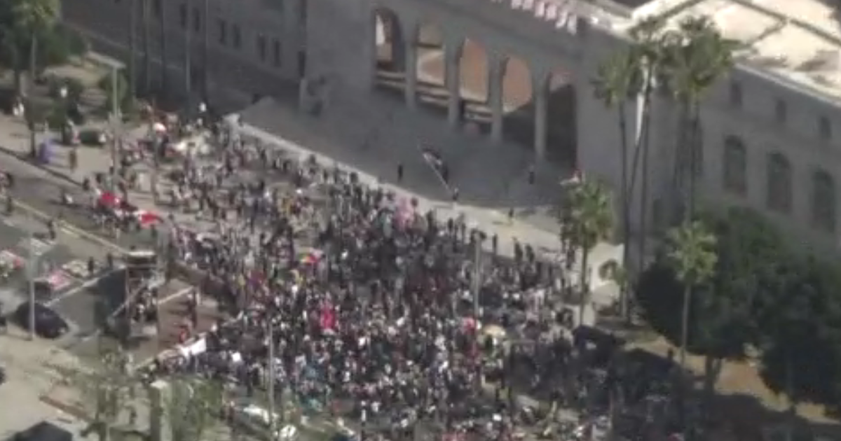 Demonstrators gather at Los Angeles City Hall for immigration policy ...