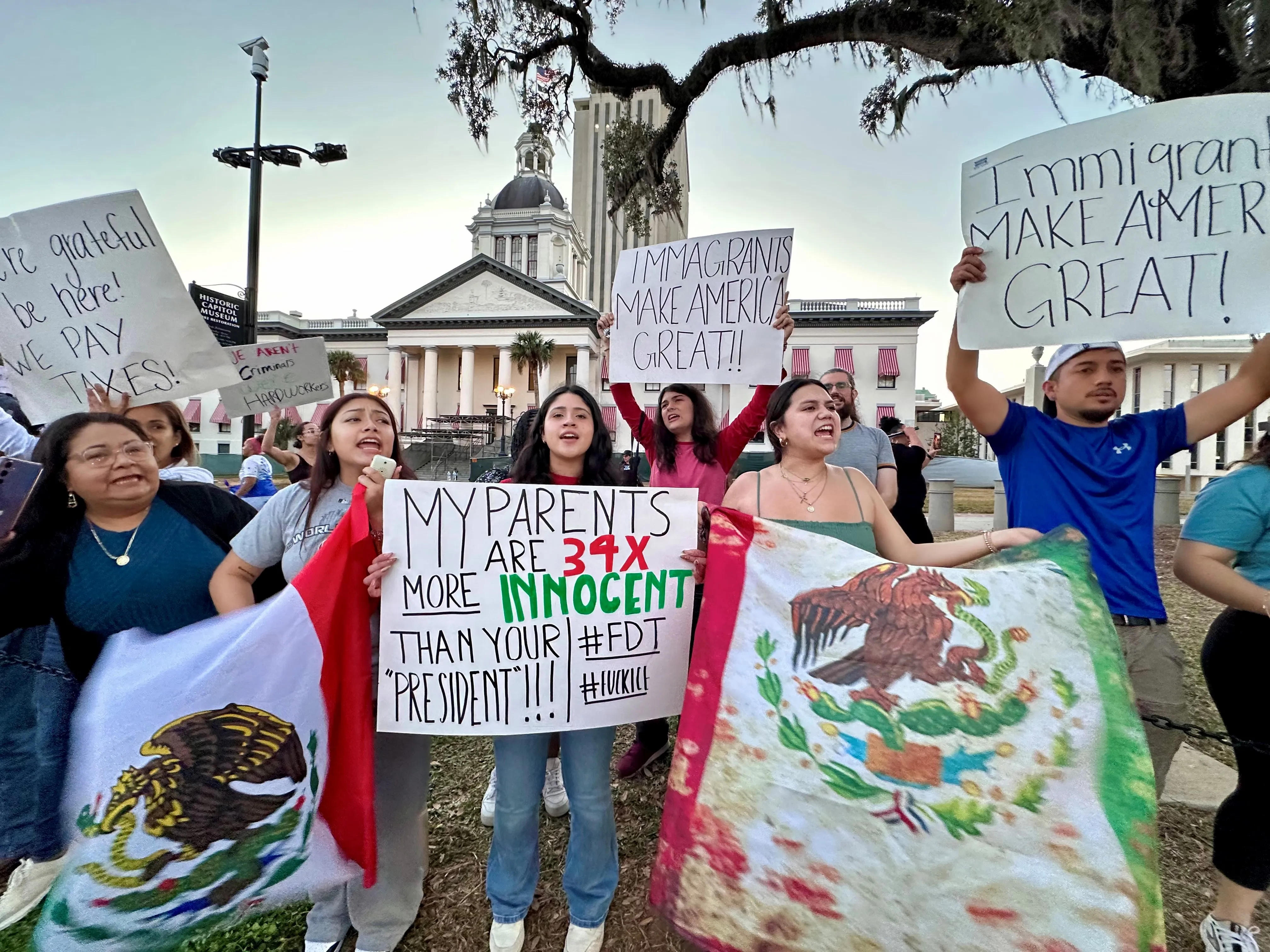Large crowd protests Trump immigration crackdown at Florida Capitol