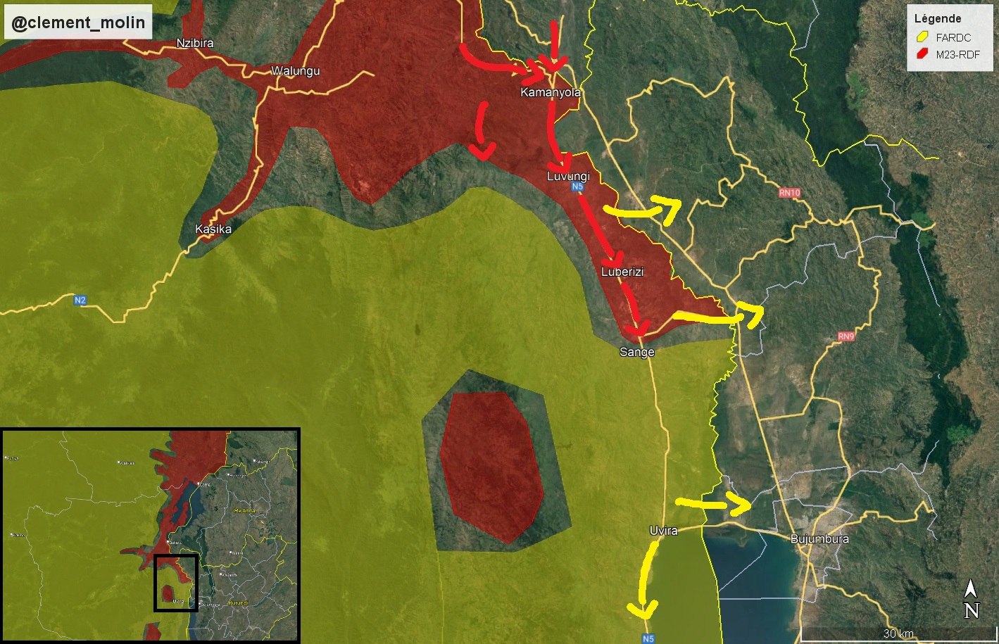 Rwanda doubles territory by invading DRC, capturing 5,000 square miles