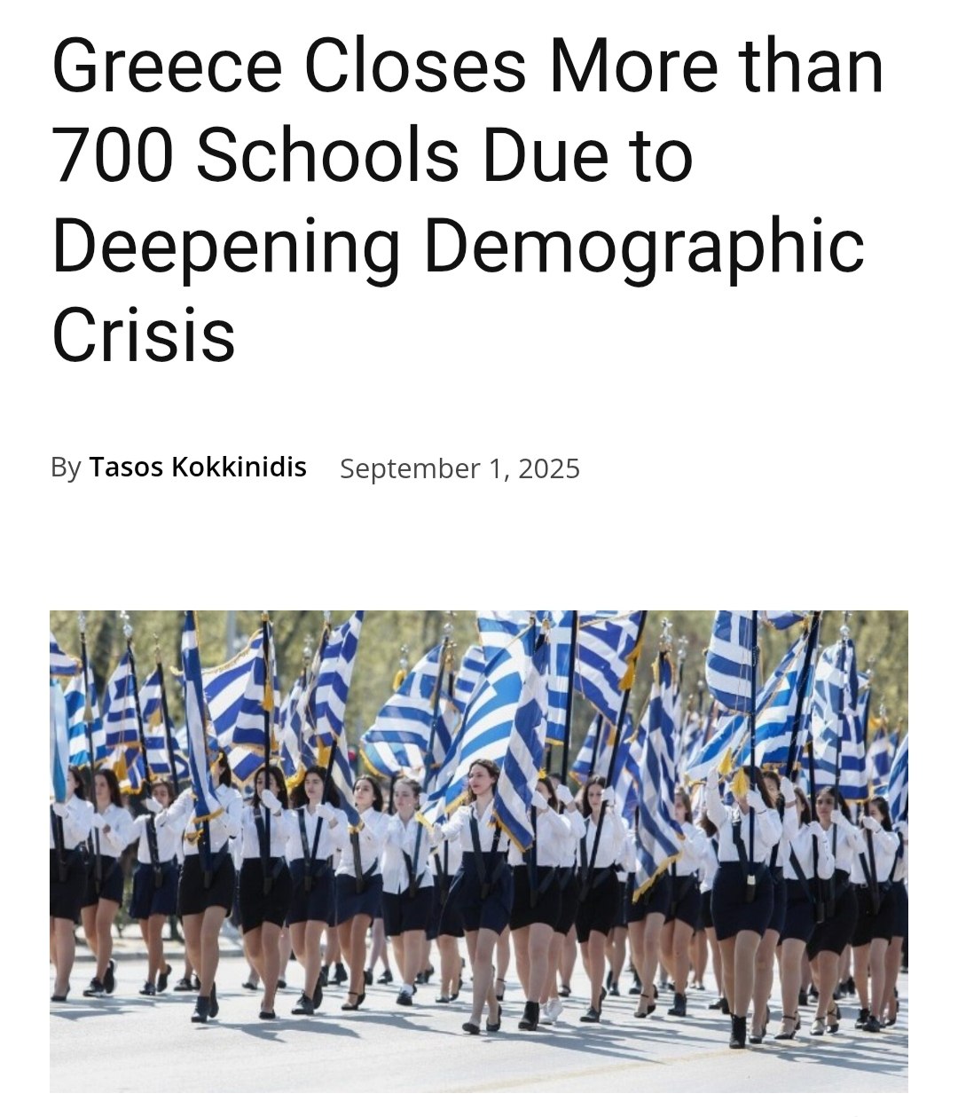 Greece Shuts Down Over 700 Schools Amid Growing Demographic Crisis